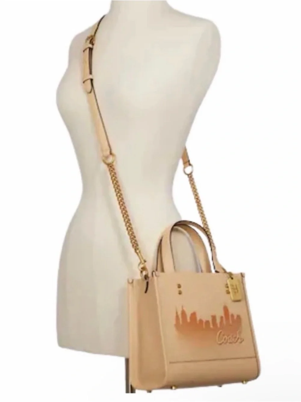 Coach X JLO Dempsey Tote 22 NYC Skyline leather